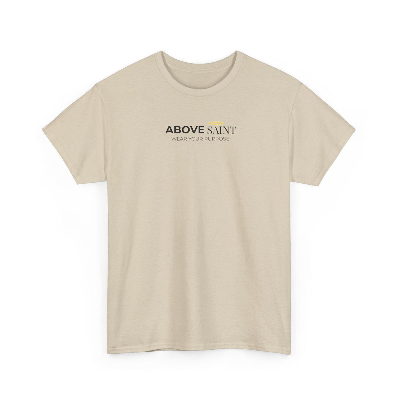 Unisex Heavy Cotton Tee with Above Saint Design