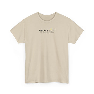 Unisex Heavy Cotton Tee with Above Saint Design