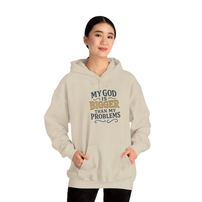Inspirational Heavy Blend Hoodie | My God is Bigger Than My Problems