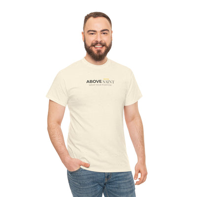 Unisex Heavy Cotton Tee with Above Saint Design