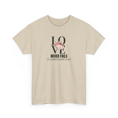 Love Never Fails Unisex Cotton Tee - Inspirational Shirt