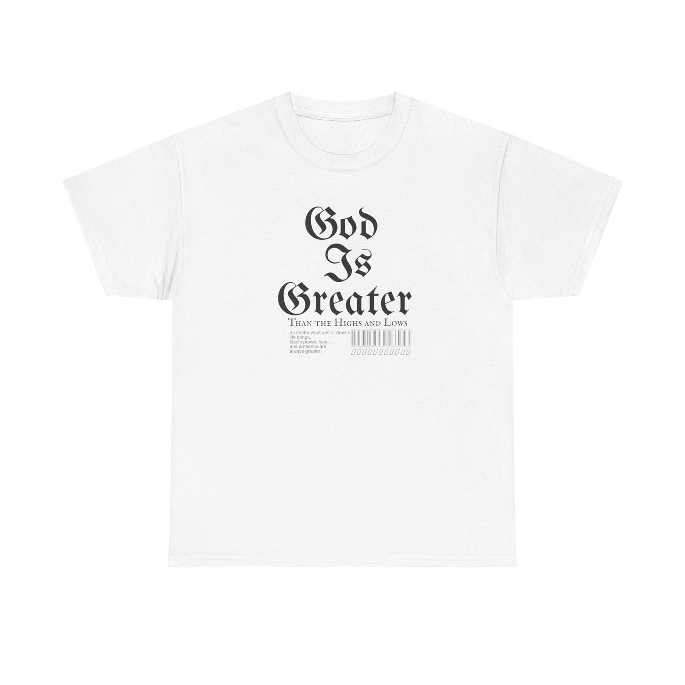 God Is Greater Unisex Heavy Cotton Tee, Faith-Based T-Shirt