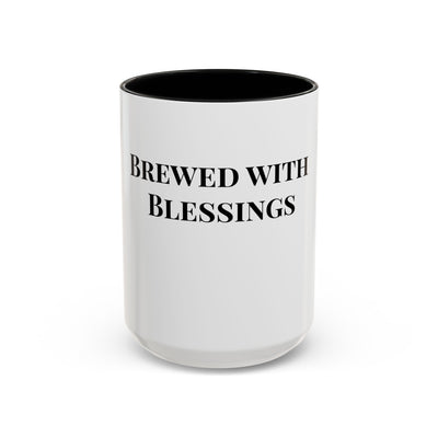 Brewed with Blessings White Ceramic Mug – Christian Coffee Cup (11oz & 15oz), Dishwasher & Microwave Safe