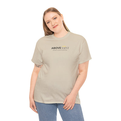 Unisex Heavy Cotton Tee with Above Saint Design