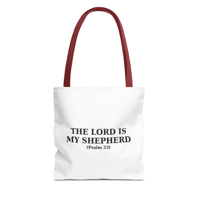 The Lord is My Shepherd (Psalm 23) Inspirational Bible Verse Tote Bag