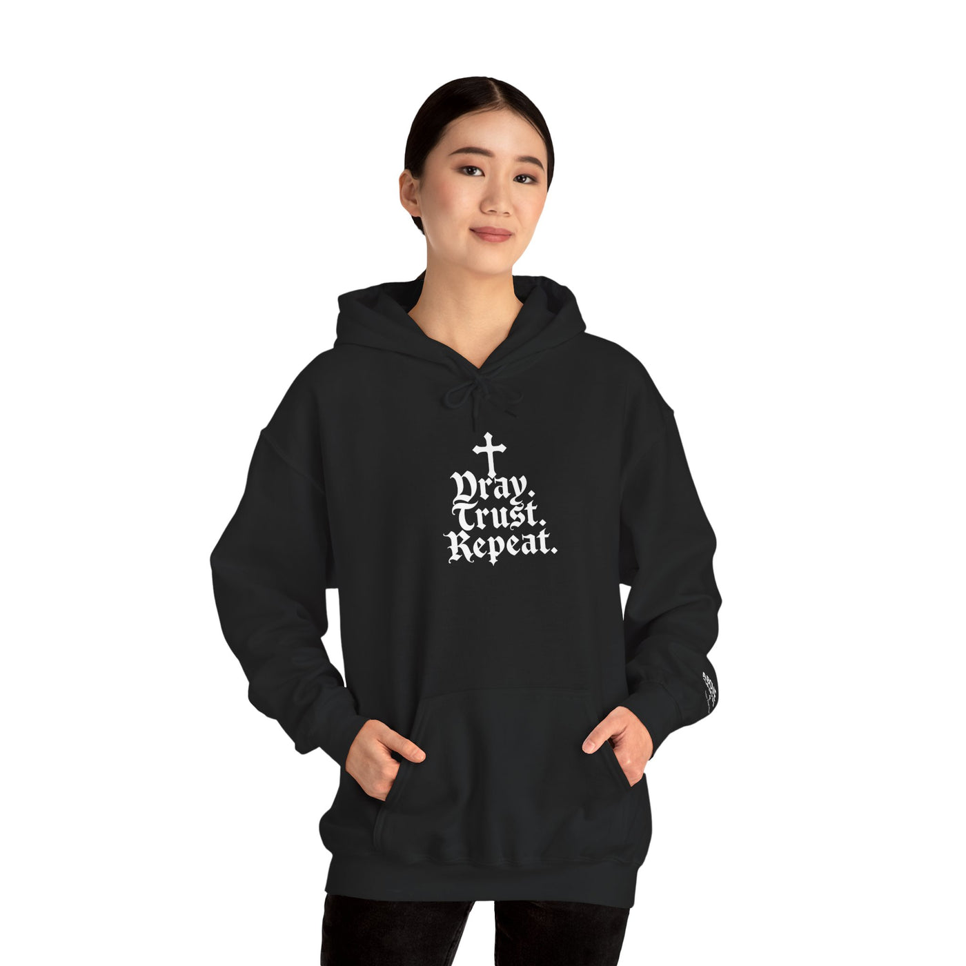 Pray Trust Repeat Cozy Unisex Hooded Sweatshirt for Every Occasion