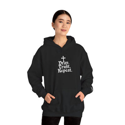 Pray Trust Repeat Cozy Unisex Hooded Sweatshirt for Every Occasion