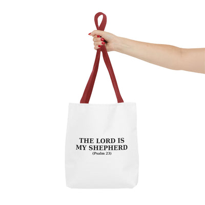 The Lord is My Shepherd (Psalm 23) Inspirational Bible Verse Tote Bag