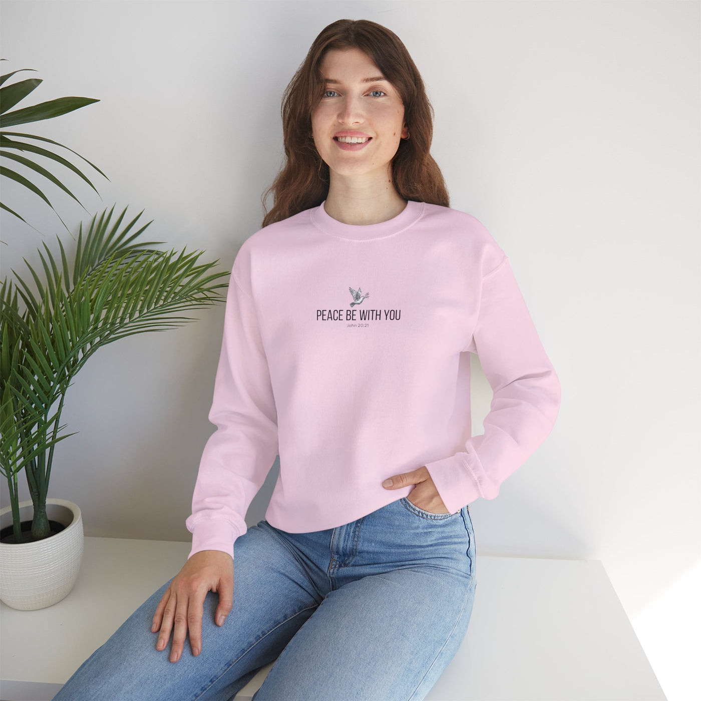 Unisex Peace Be With You  Cozy Crewneck Sweatshirt