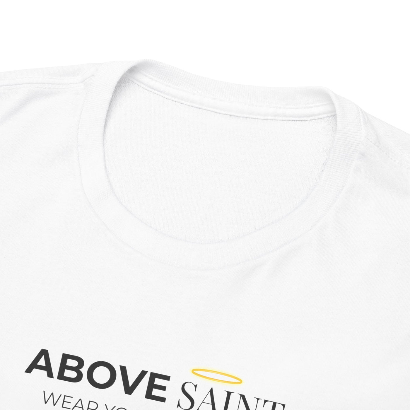 Unisex Heavy Cotton Tee with Above Saint Design