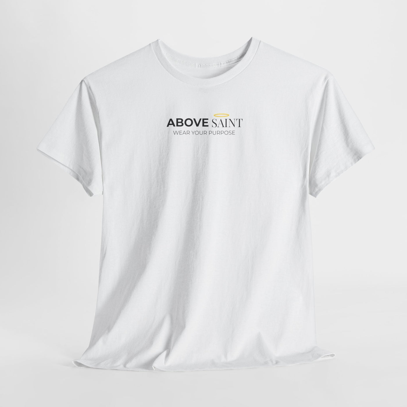 Unisex Heavy Cotton Tee with Above Saint Design