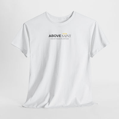 Unisex Heavy Cotton Tee with Above Saint Design