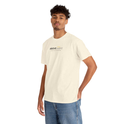 Unisex Heavy Cotton Tee with Above Saint Design
