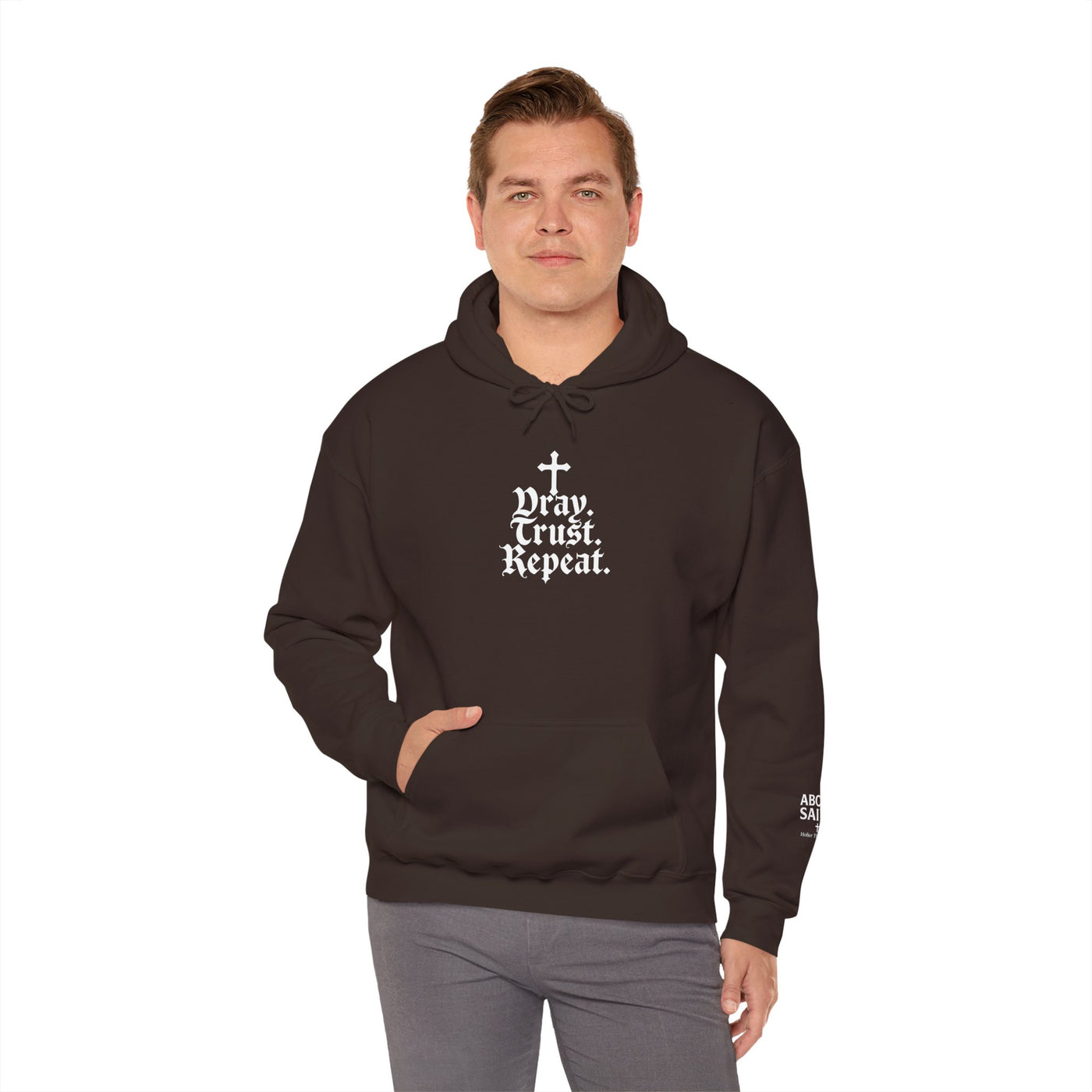 Pray Trust Repeat Cozy Unisex Hooded Sweatshirt for Every Occasion