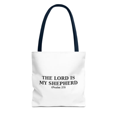 The Lord is My Shepherd (Psalm 23) Inspirational Bible Verse Tote Bag