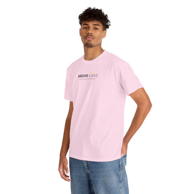 Unisex Heavy Cotton Tee with Above Saint Design
