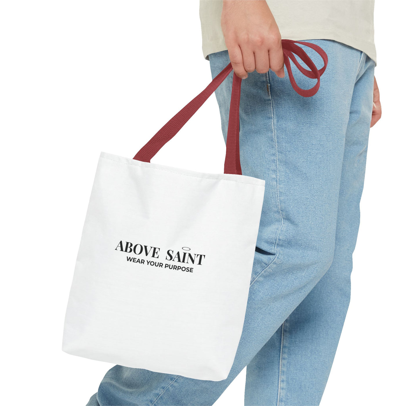 Above Saint Tote Bag – Christian Faith Tote | Wear Your Purpose