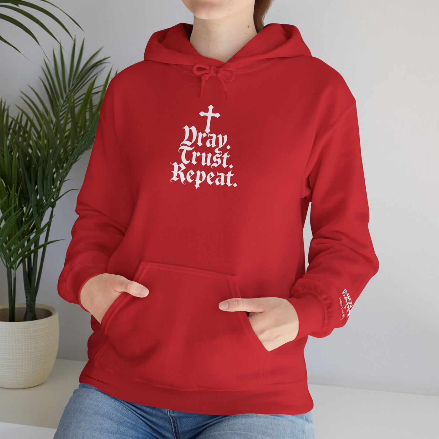Pray Trust Repeat Cozy Unisex Hooded Sweatshirt for Every Occasion