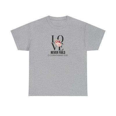 Love Never Fails Unisex Cotton Tee - Inspirational Shirt