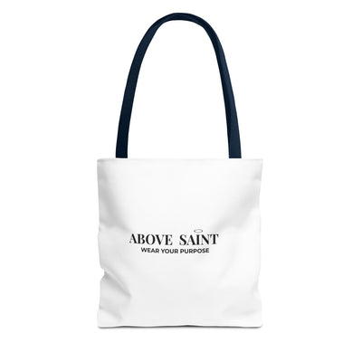 Above Saint Tote Bag – Christian Faith Tote | Wear Your Purpose