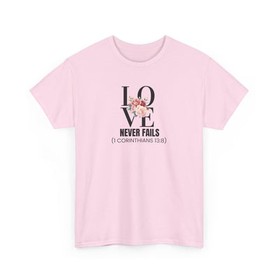 Love Never Fails Unisex Cotton Tee - Inspirational Shirt