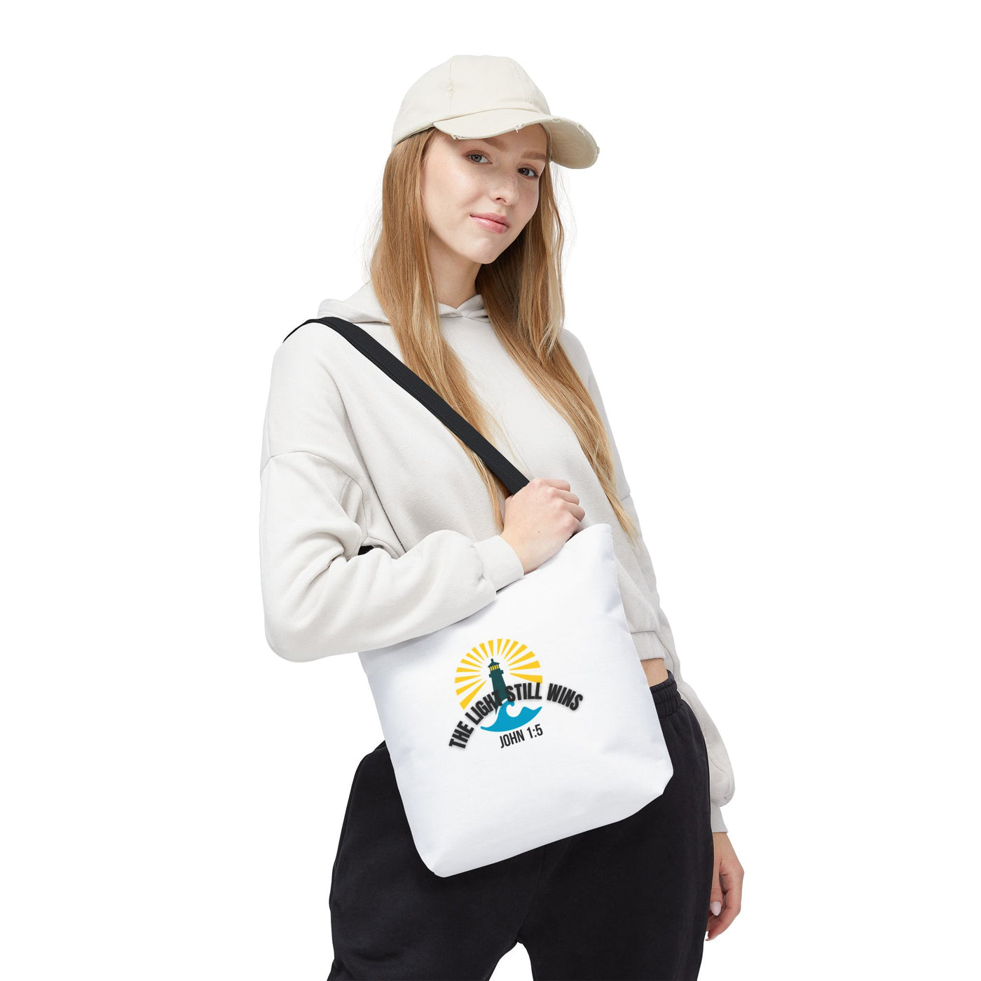 Light of Hope Tote Bag - Inspirational Messenger, Religious Tote, Everyday Carry-all