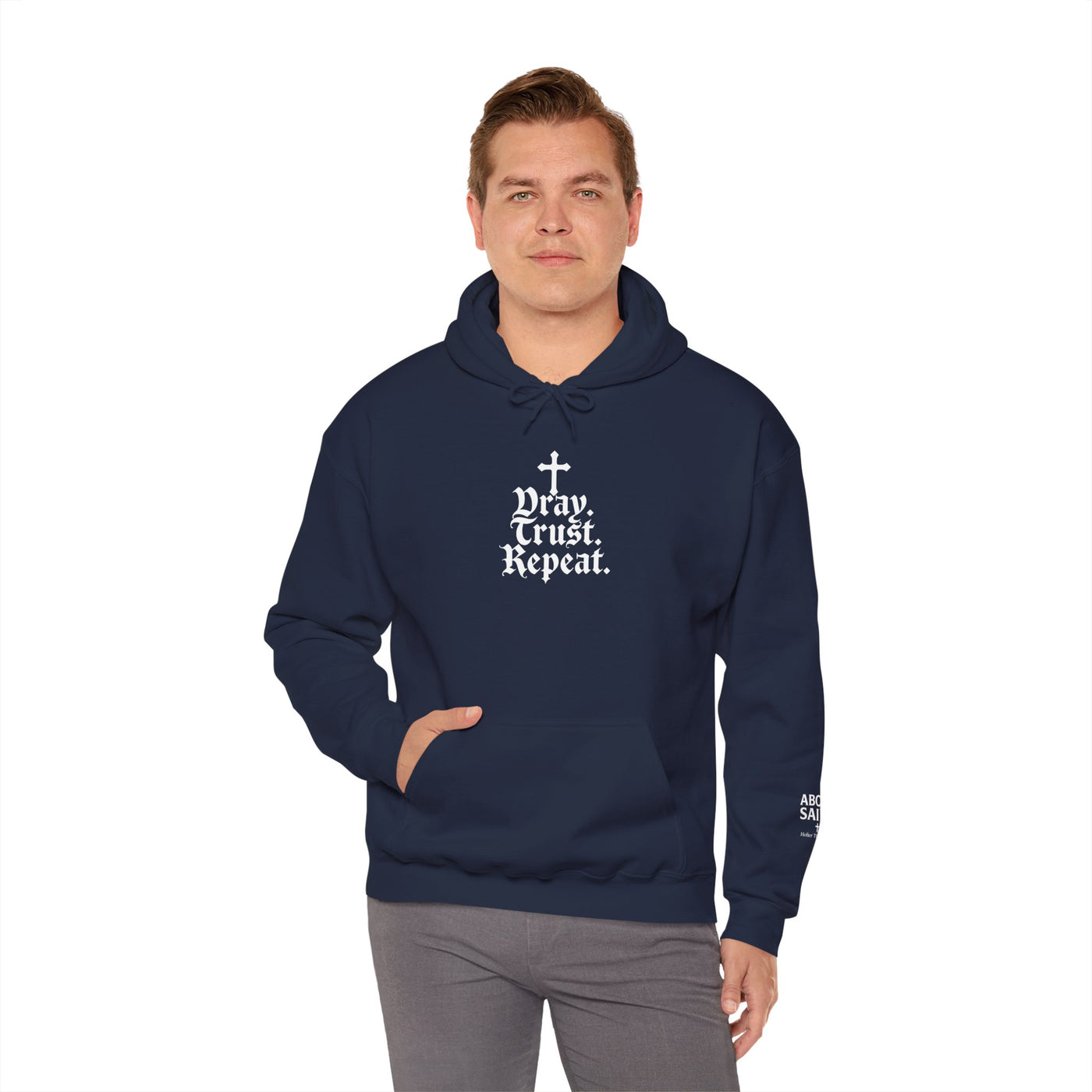 Pray Trust Repeat Cozy Unisex Hooded Sweatshirt for Every Occasion