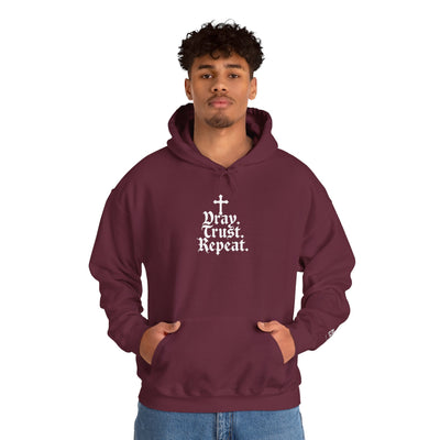 Pray Trust Repeat Cozy Unisex Hooded Sweatshirt for Every Occasion