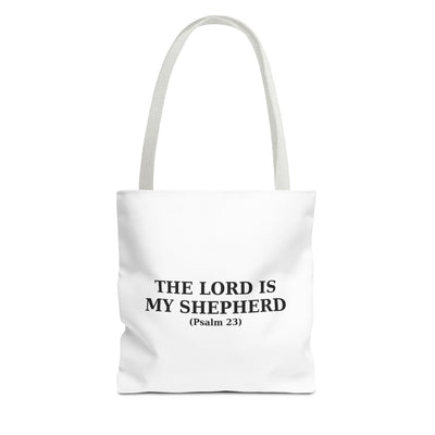The Lord is My Shepherd (Psalm 23) Inspirational Bible Verse Tote Bag