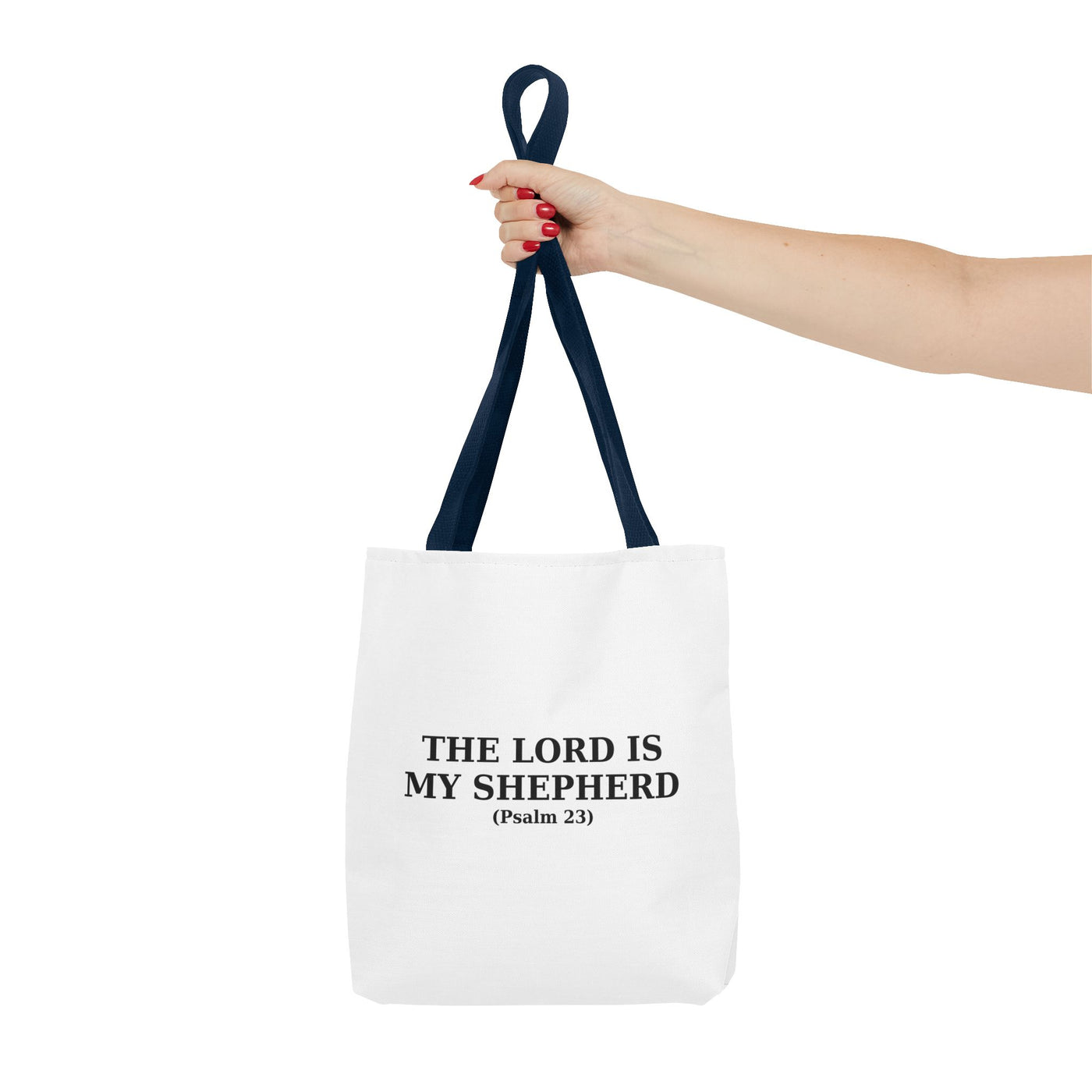 The Lord is My Shepherd (Psalm 23) Inspirational Bible Verse Tote Bag