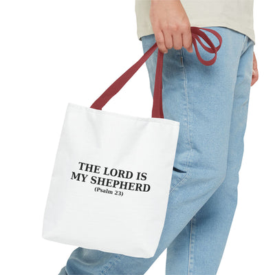 The Lord is My Shepherd (Psalm 23) Inspirational Bible Verse Tote Bag