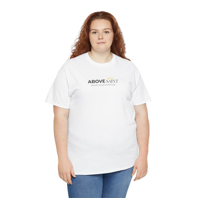 Unisex Heavy Cotton Tee with Above Saint Design