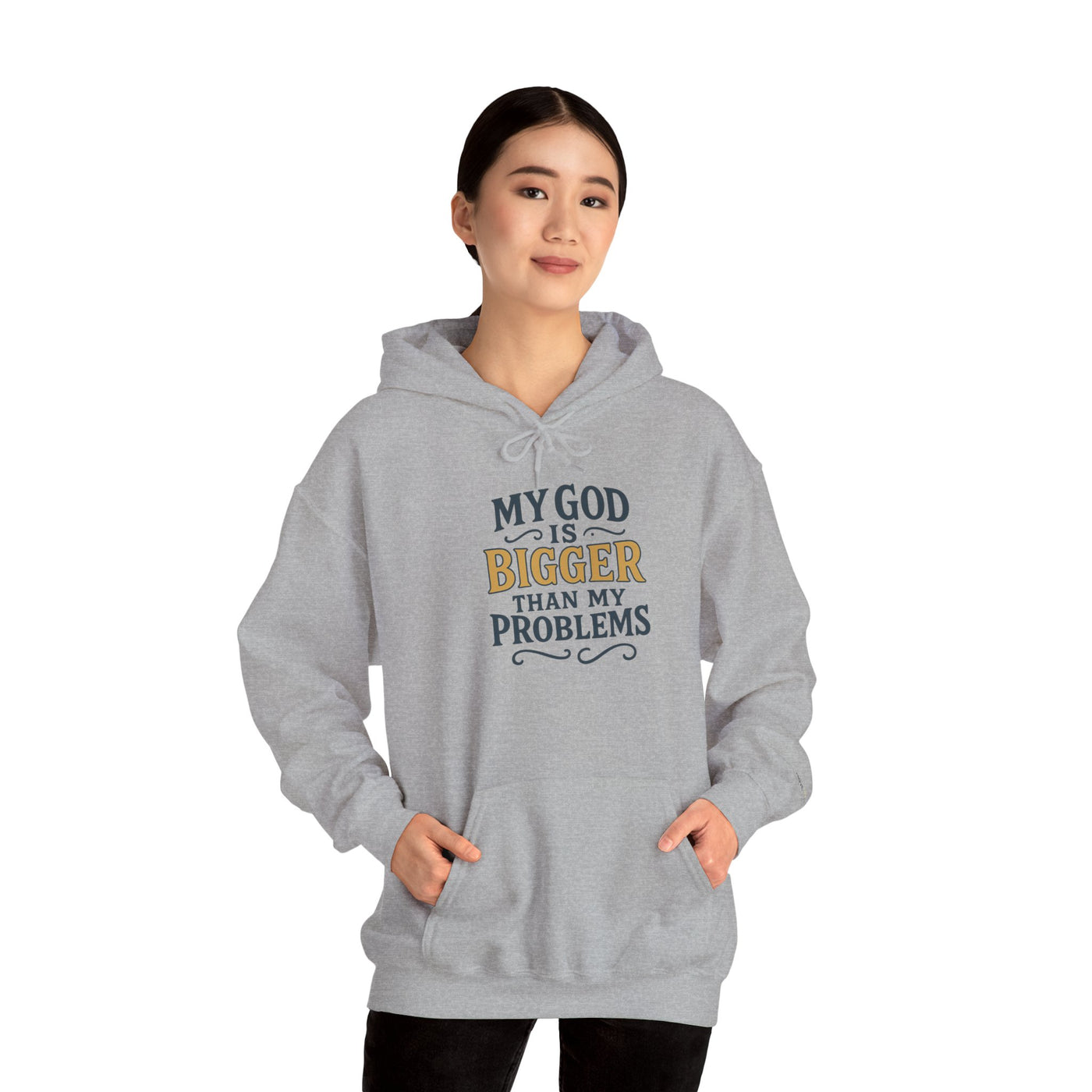 Inspirational Heavy Blend Hoodie | My God is Bigger Than My Problems