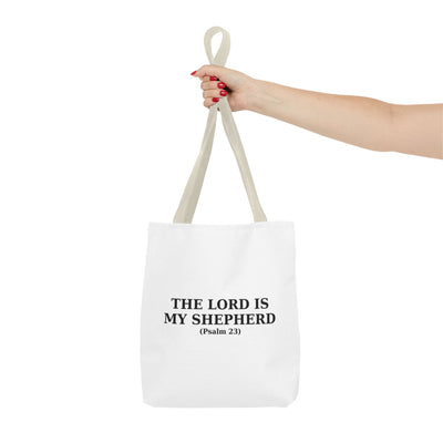The Lord is My Shepherd (Psalm 23) Inspirational Bible Verse Tote Bag