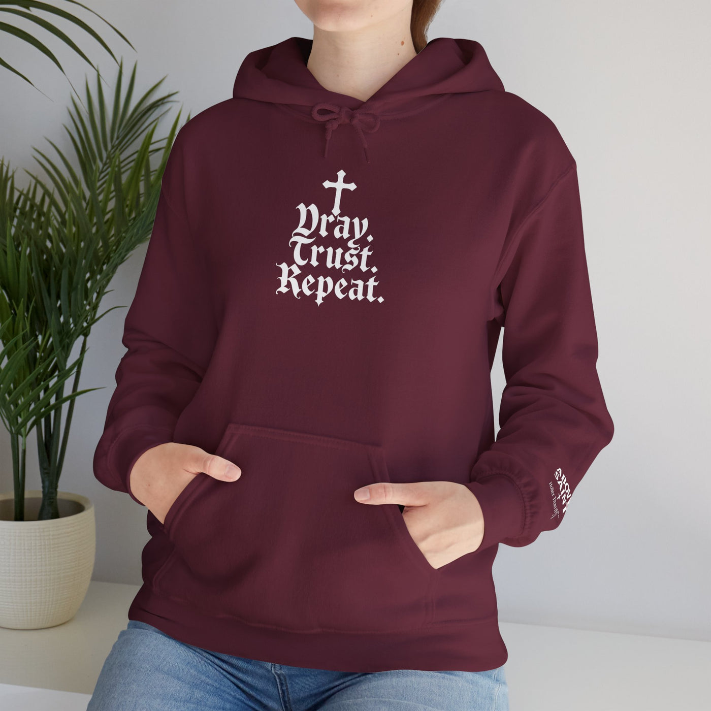 Pray Trust Repeat Cozy Unisex Hooded Sweatshirt for Every Occasion