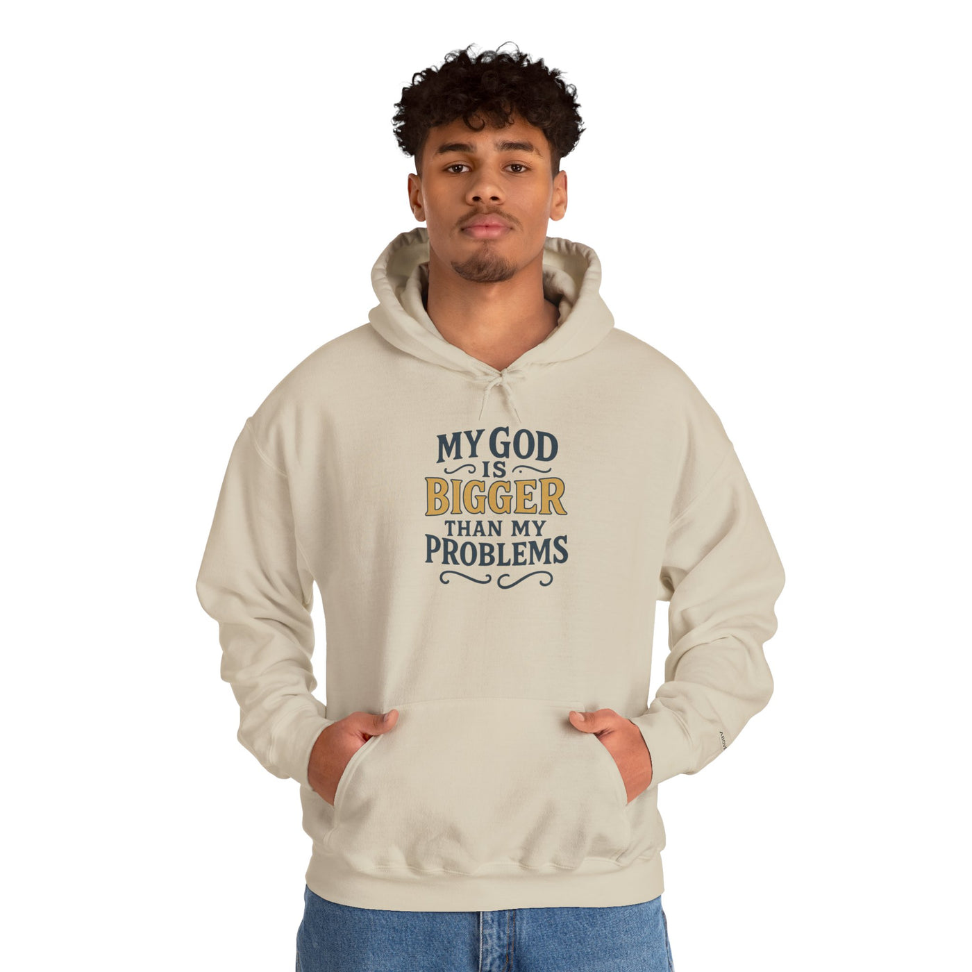 Inspirational Heavy Blend Hoodie | My God is Bigger Than My Problems