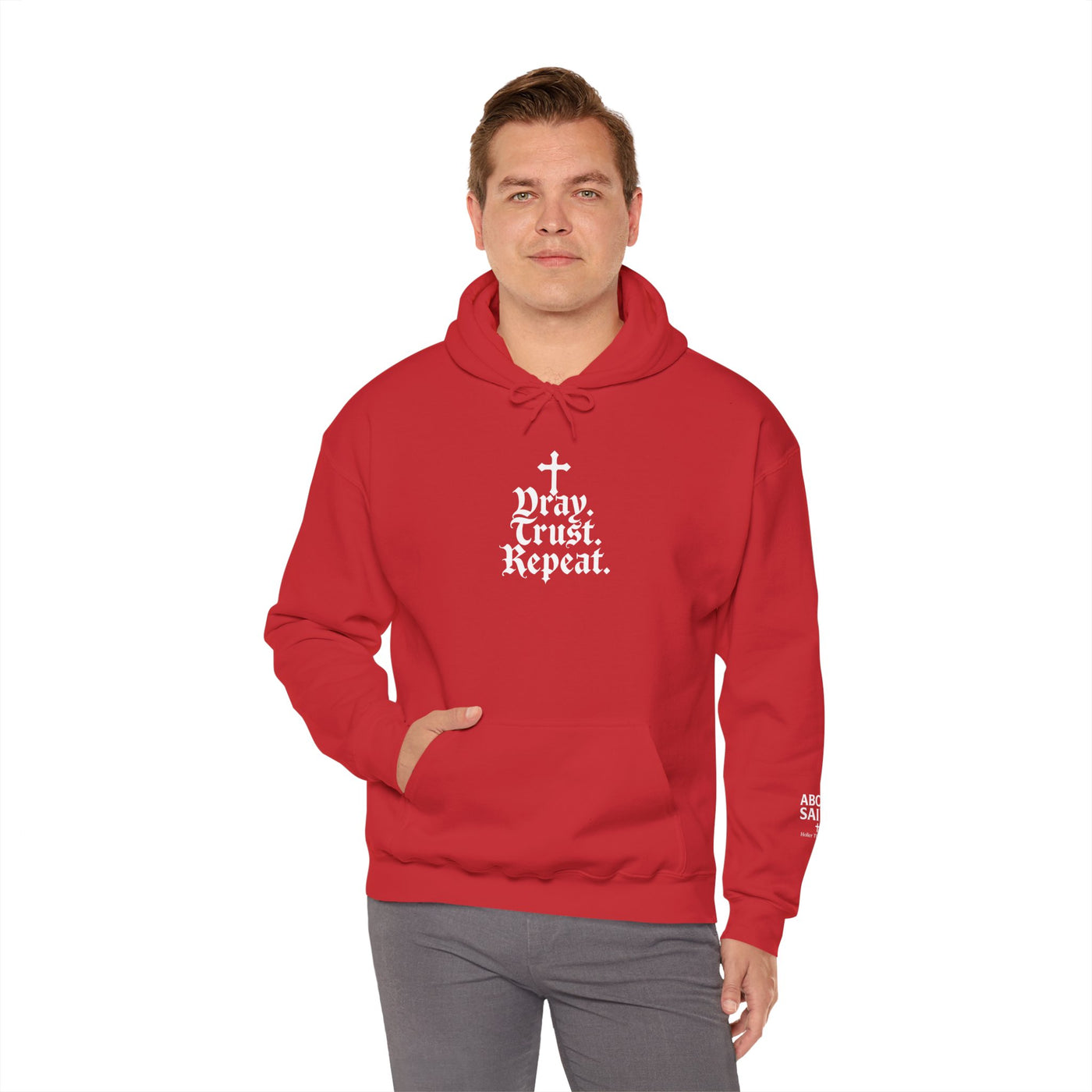 Pray Trust Repeat Cozy Unisex Hooded Sweatshirt for Every Occasion