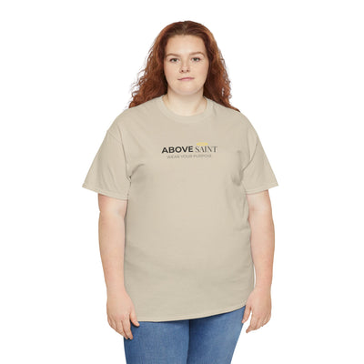 Unisex Heavy Cotton Tee with Above Saint Design