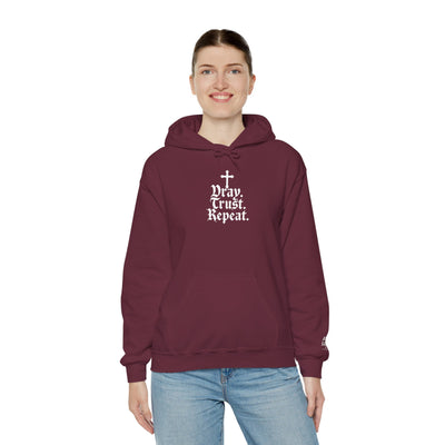 Pray Trust Repeat Cozy Unisex Hooded Sweatshirt for Every Occasion