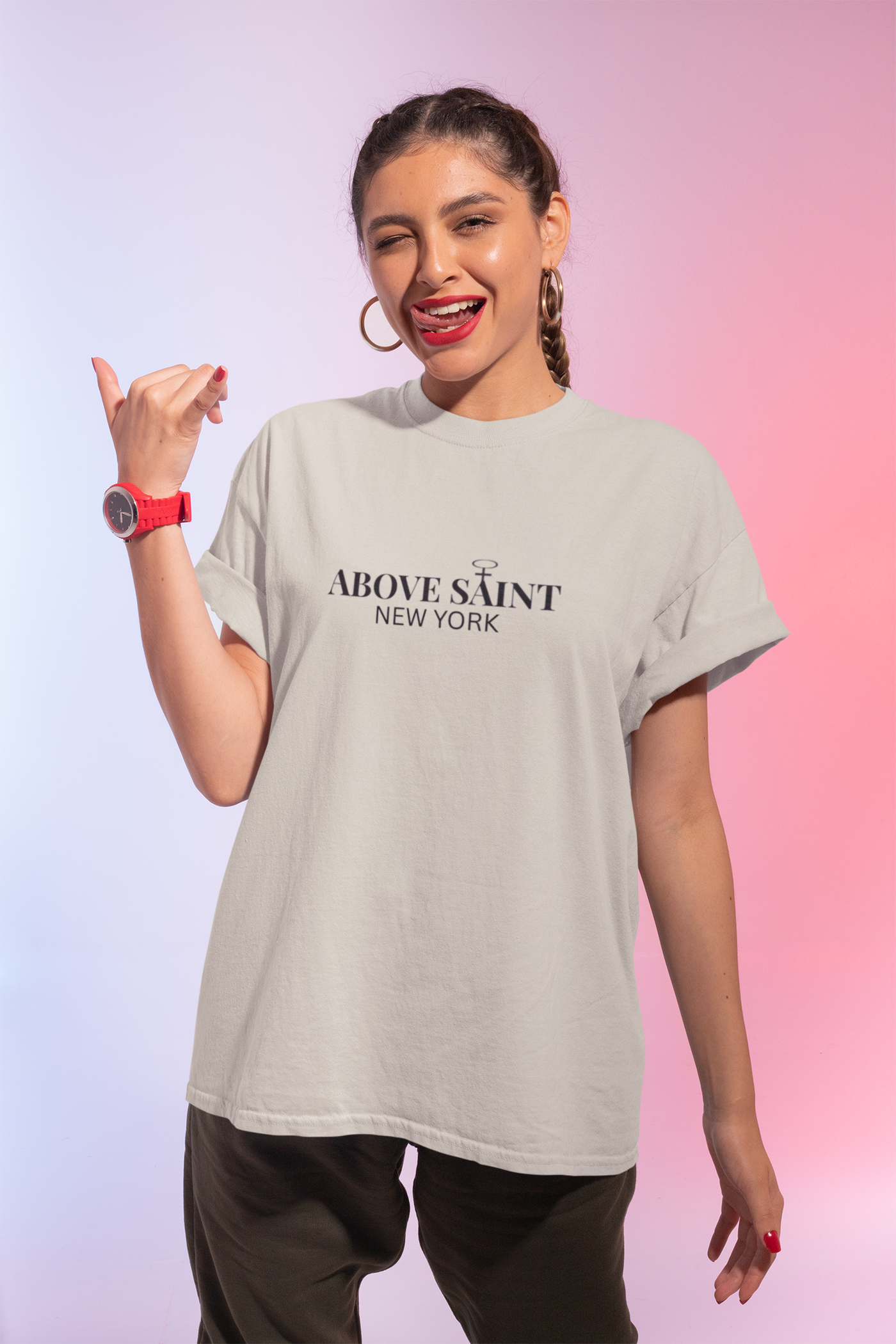 Above Saint New York Signature Logo Tee | Minimalist Christian Streetwear
