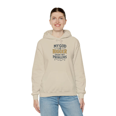 Inspirational Heavy Blend Hoodie | My God is Bigger Than My Problems