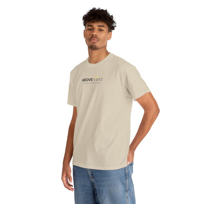 Unisex Heavy Cotton Tee with Above Saint Design