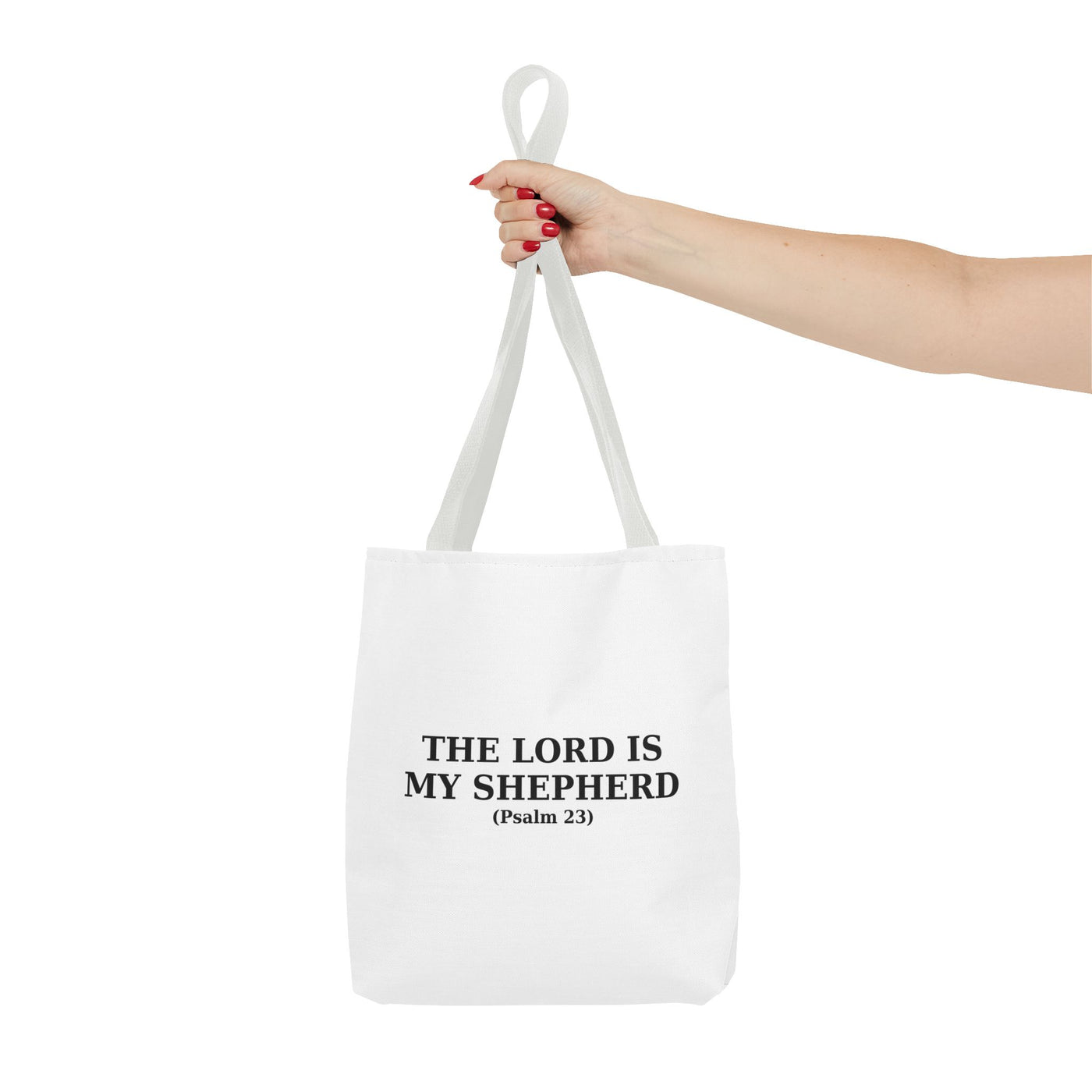 The Lord is My Shepherd (Psalm 23) Inspirational Bible Verse Tote Bag