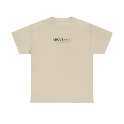 Unisex Heavy Cotton Tee with Above Saint Design