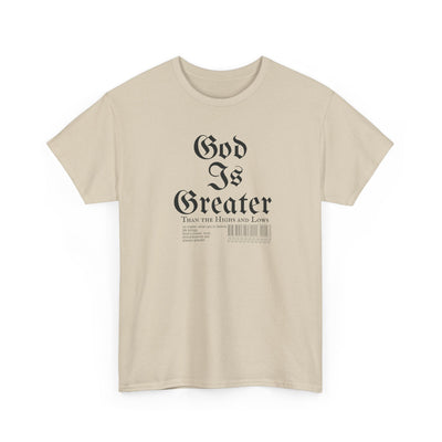 God Is Greater Unisex Heavy Cotton Tee, Faith-Based T-Shirt