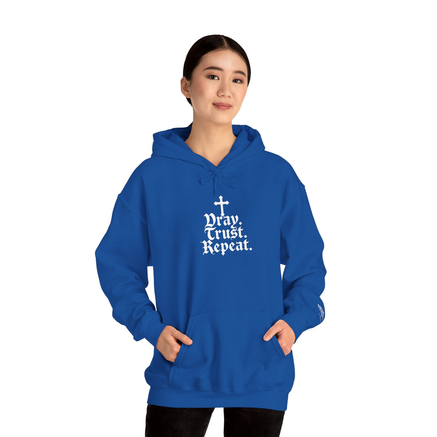 Pray Trust Repeat Cozy Unisex Hooded Sweatshirt for Every Occasion