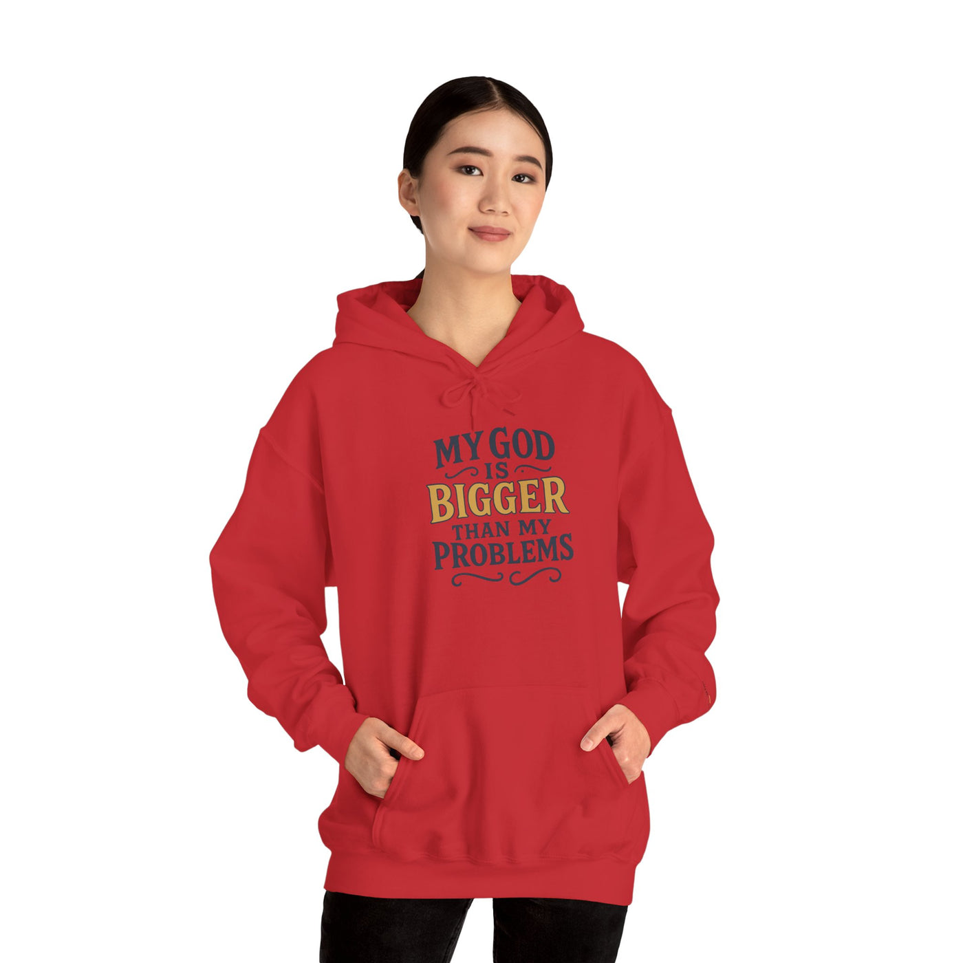 Inspirational Heavy Blend Hoodie | My God is Bigger Than My Problems