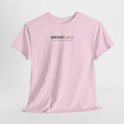Unisex Heavy Cotton Tee with Above Saint Design