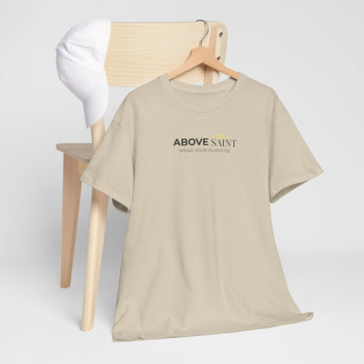 Unisex Heavy Cotton Tee with Above Saint Design