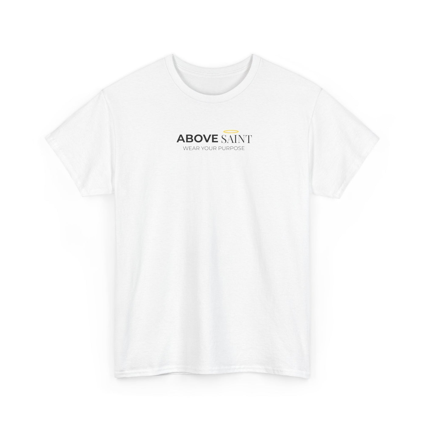 Unisex Heavy Cotton Tee with Above Saint Design